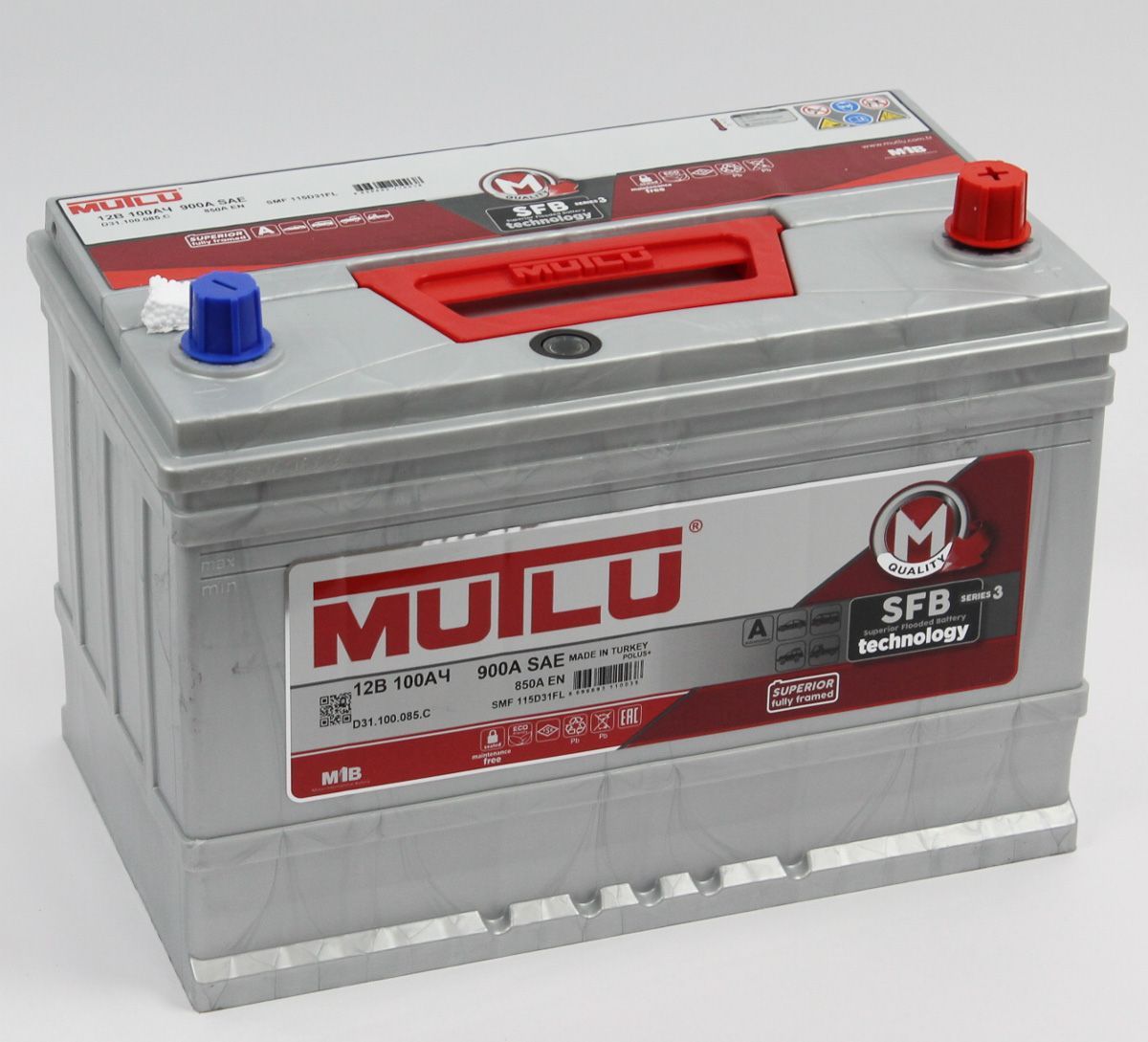 Автомобильный аккумулятор MUTLU D31.100.085.C 6СТ-100.0 (115D31FL) бортик