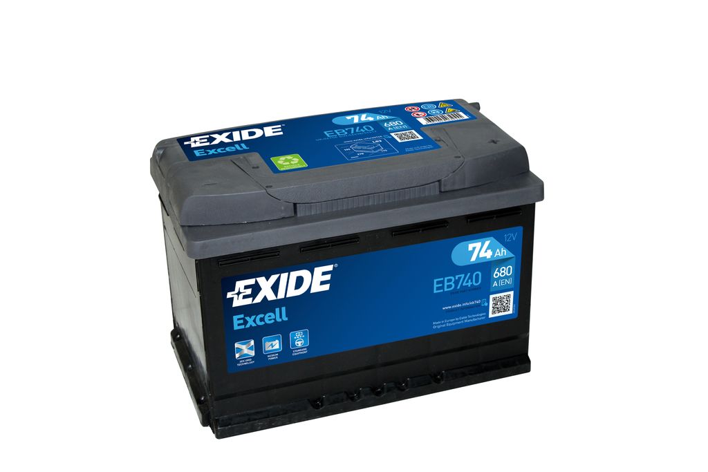Автомобильный аккумулятор EXIDE EXCELL EB740 74.0 Ah R+ EN680A (278x175x190)