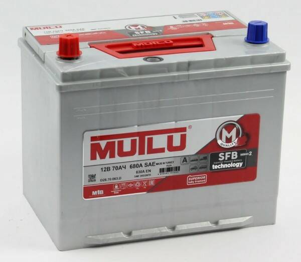 Автомобильный аккумулятор Mutlu SFB M2 6СТ-70.1 (80D26FR) бортик