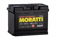 Автомобильный аккумулятор MORATTI AGM 60 а/ч (0) L2 (арт.560108033)